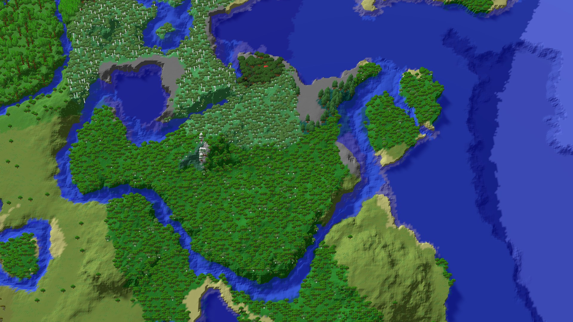 Aerial 3D overview 500 blocks NE of spawn