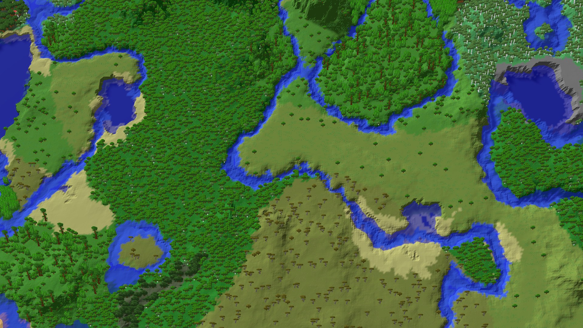 Aerial 3D overview 500 blocks NW of spawn