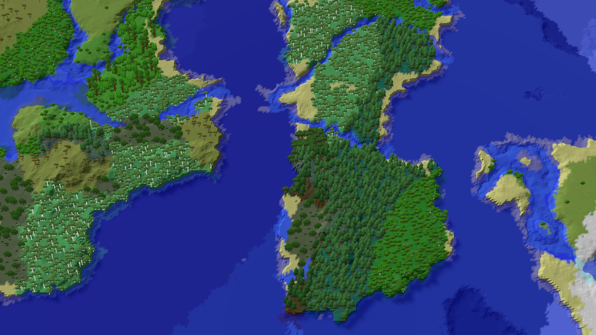 Aerial 3D overview 500 blocks SE of spawn