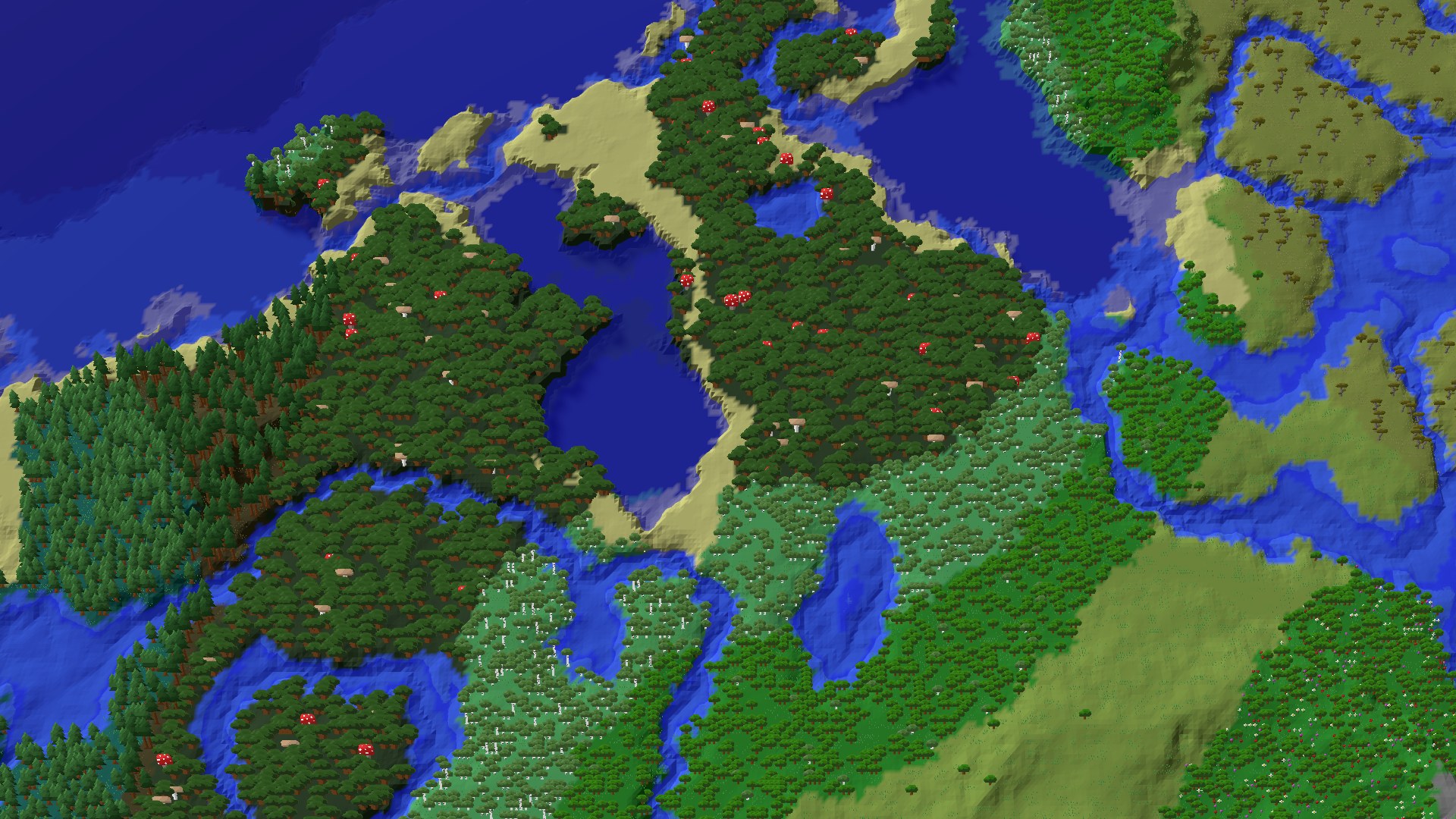 Aerial 3D overview 500 blocks NW of spawn