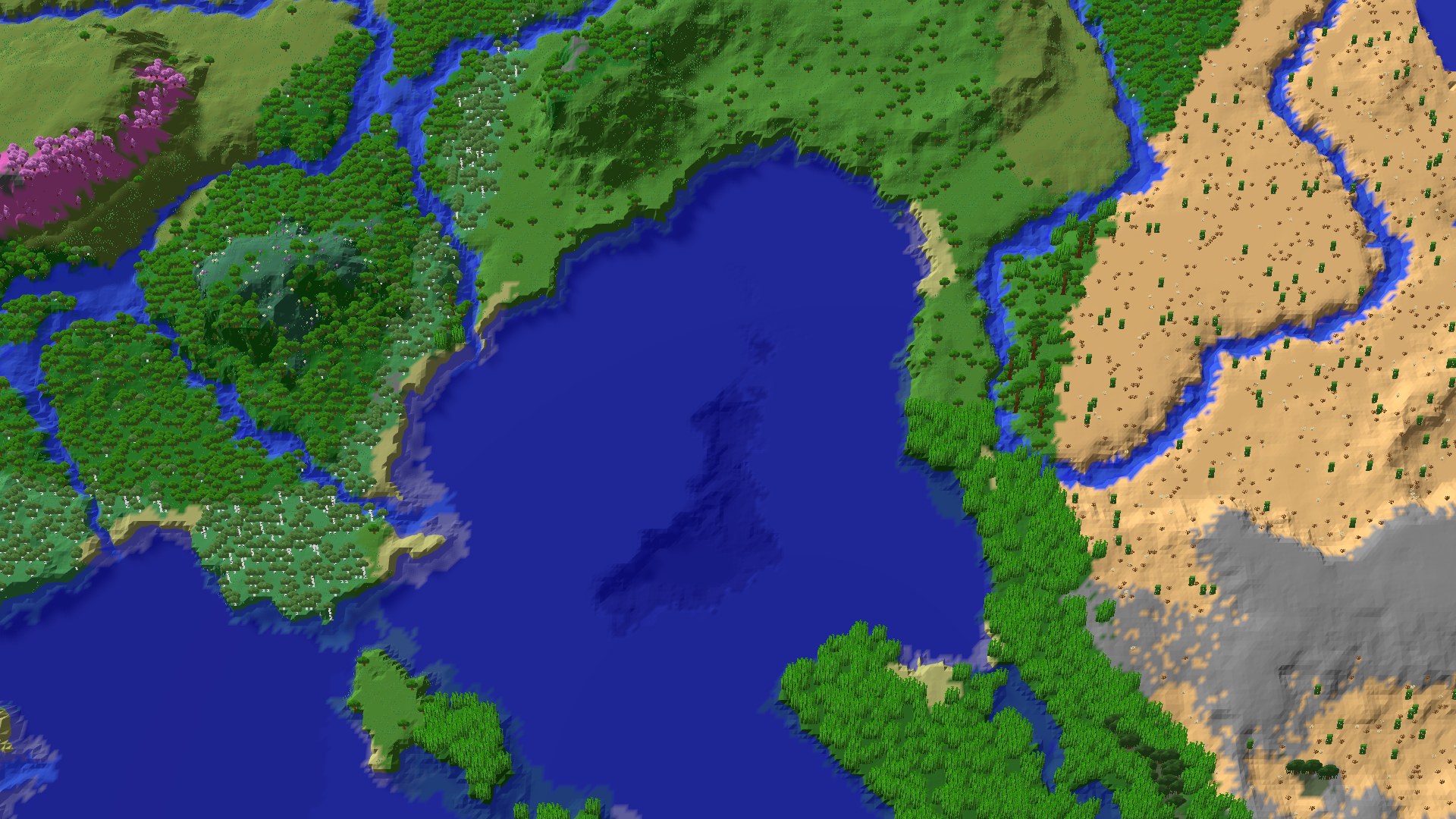 Aerial 3D overview 500 blocks SE of spawn