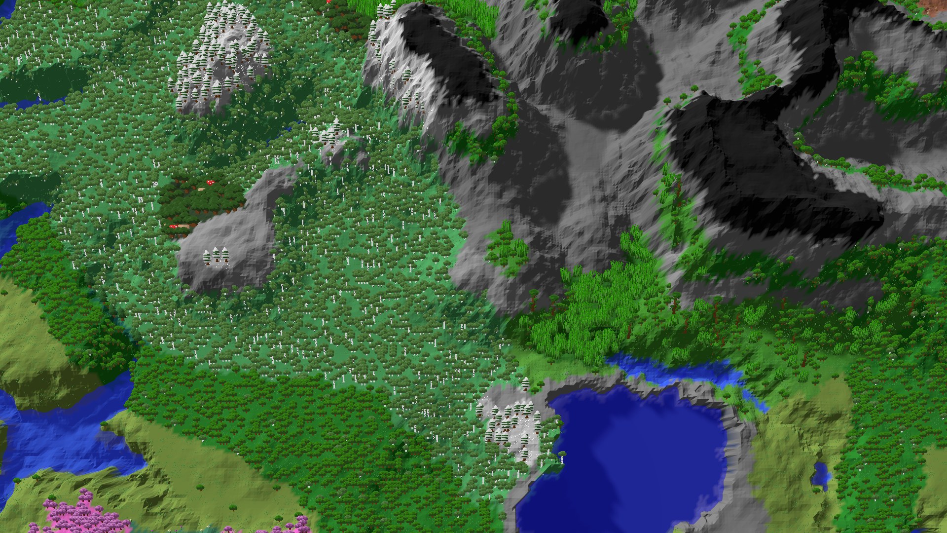 Aerial 3D overview 500 blocks NE of spawn