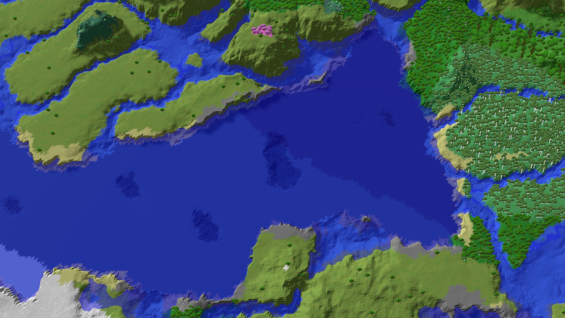 Aerial 3D overview 500 blocks SE of spawn