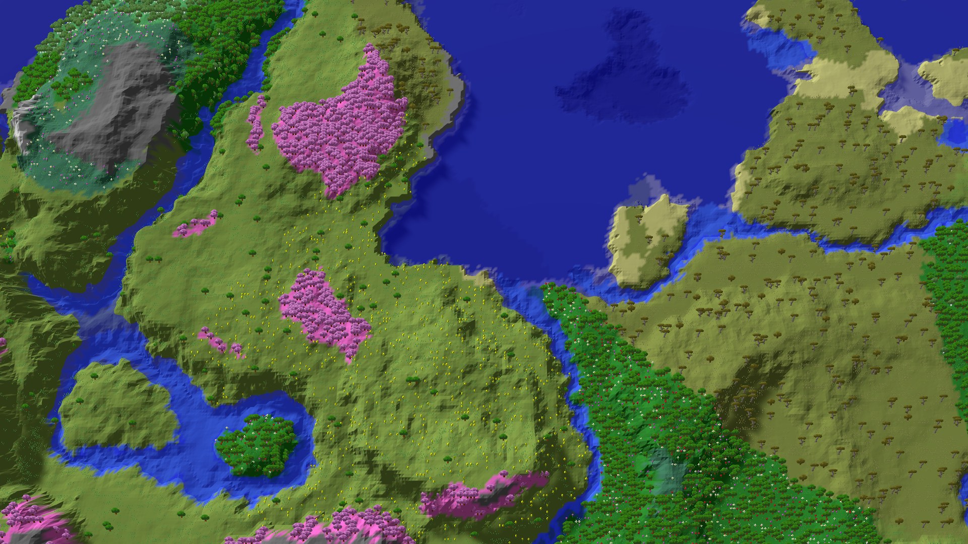 Aerial 3D overview 500 blocks NE of spawn