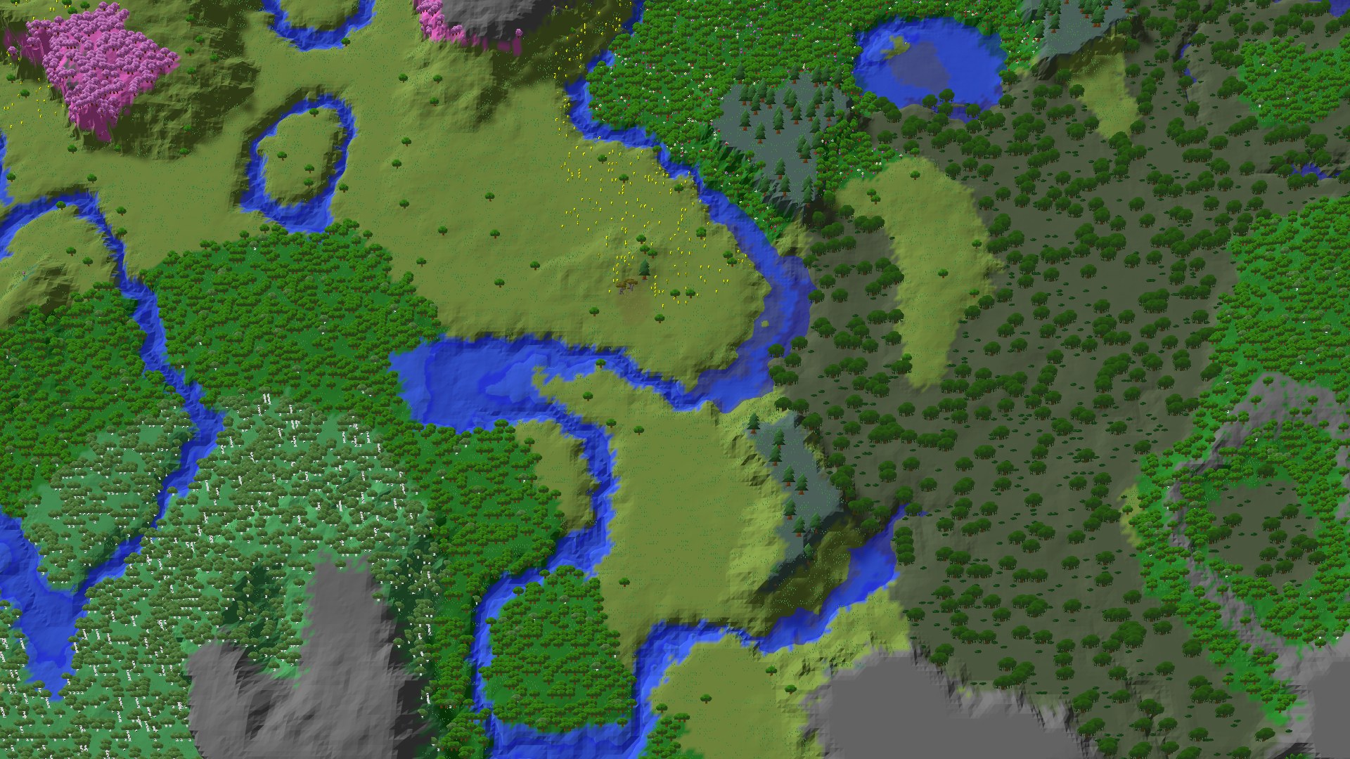 Aerial 3D overview 500 blocks SE of spawn