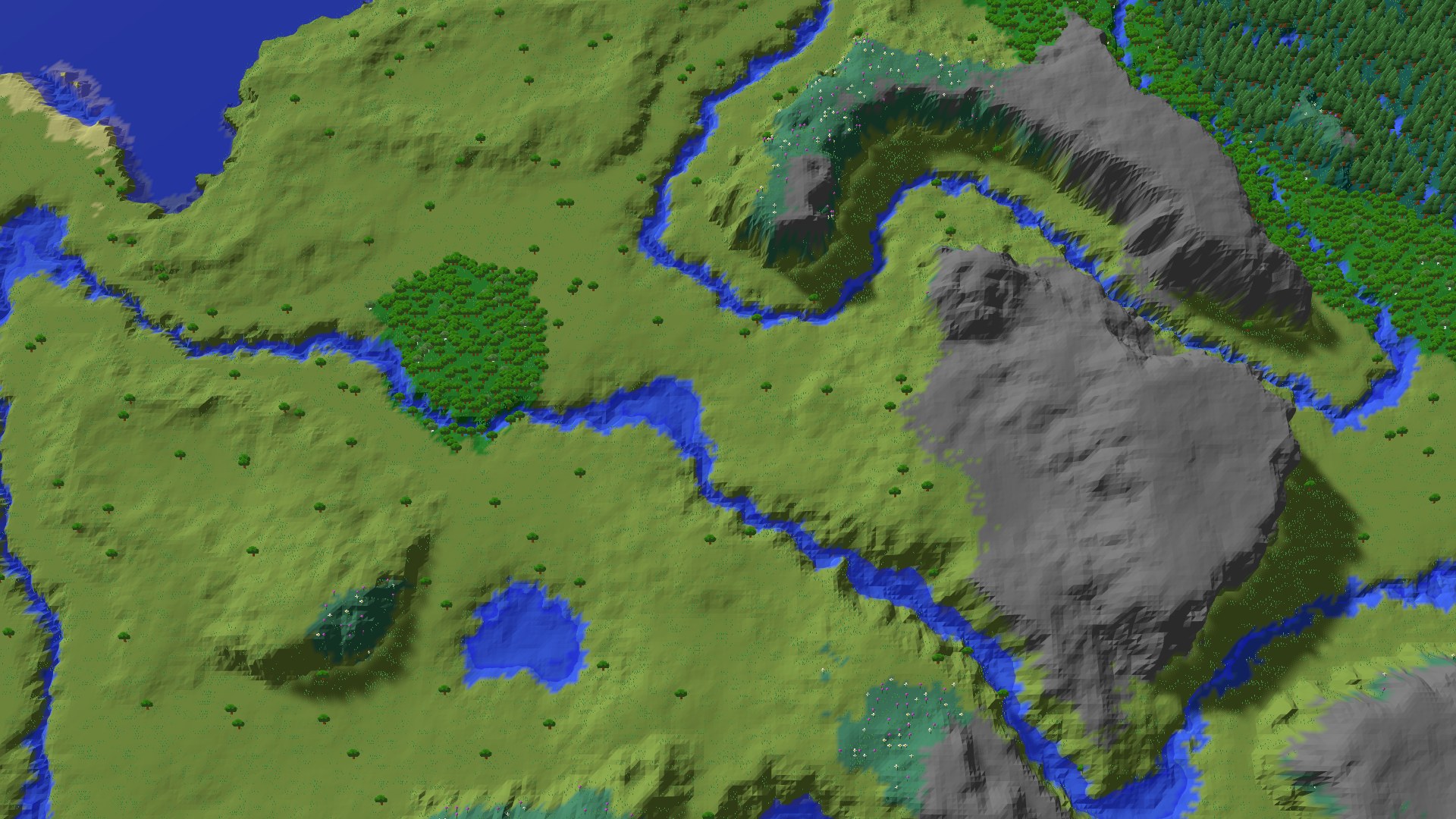 Aerial 3D overview 500 blocks NE of spawn