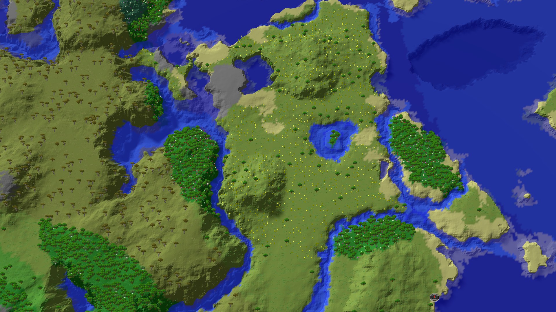 Aerial 3D overview 500 blocks NW of spawn