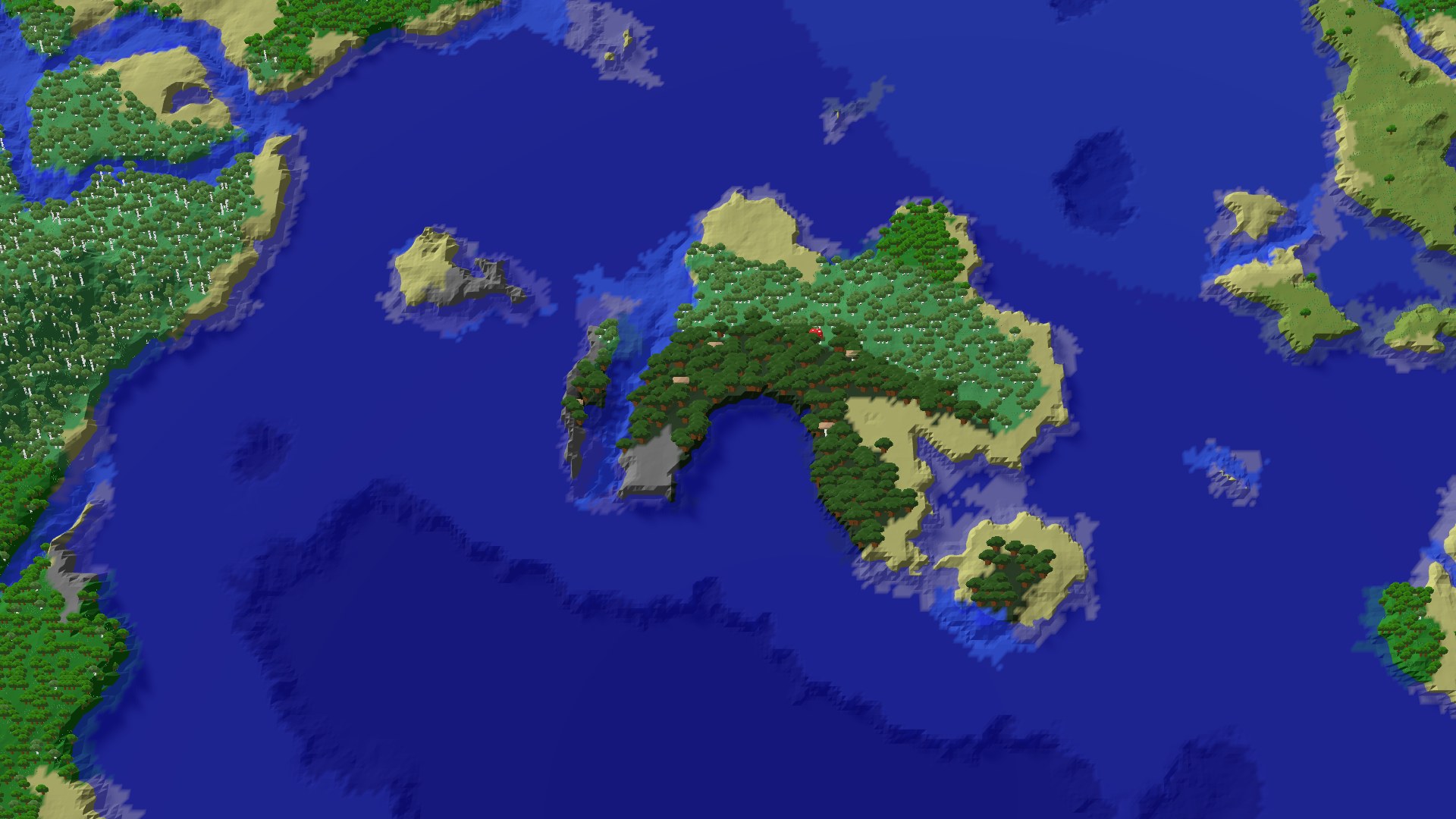 Aerial 3D overview 500 blocks SE of spawn