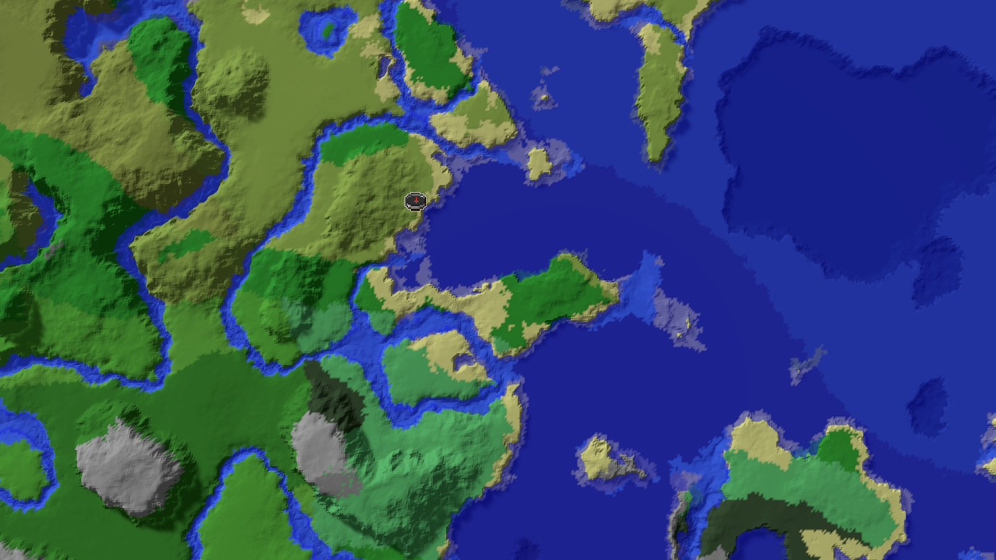Aerial Minecraft seed map — giant iron vein
