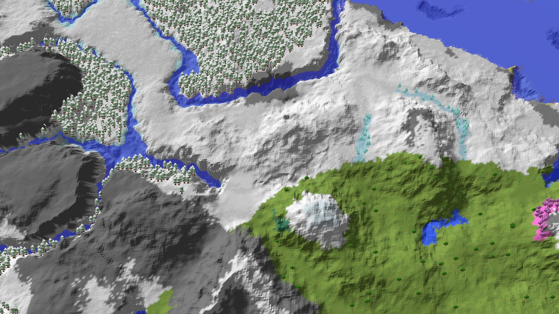 Aerial 3D overview 500 blocks NE of spawn