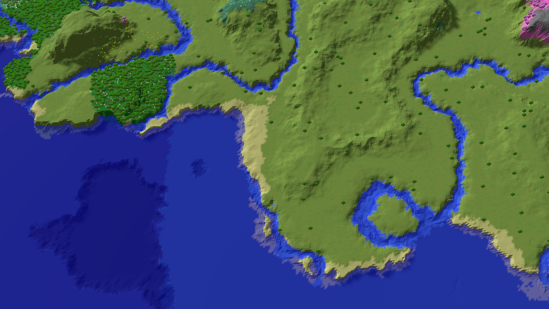 Aerial 3D overview 500 blocks SW of spawn