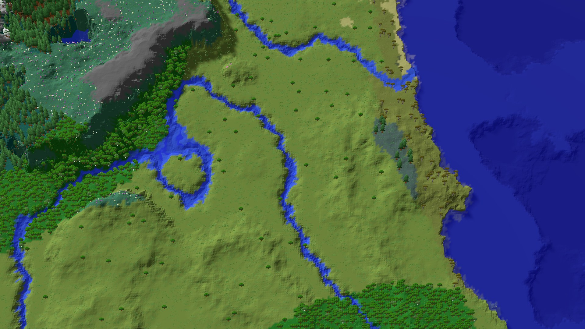 Aerial 3D overview 500 blocks NE of spawn