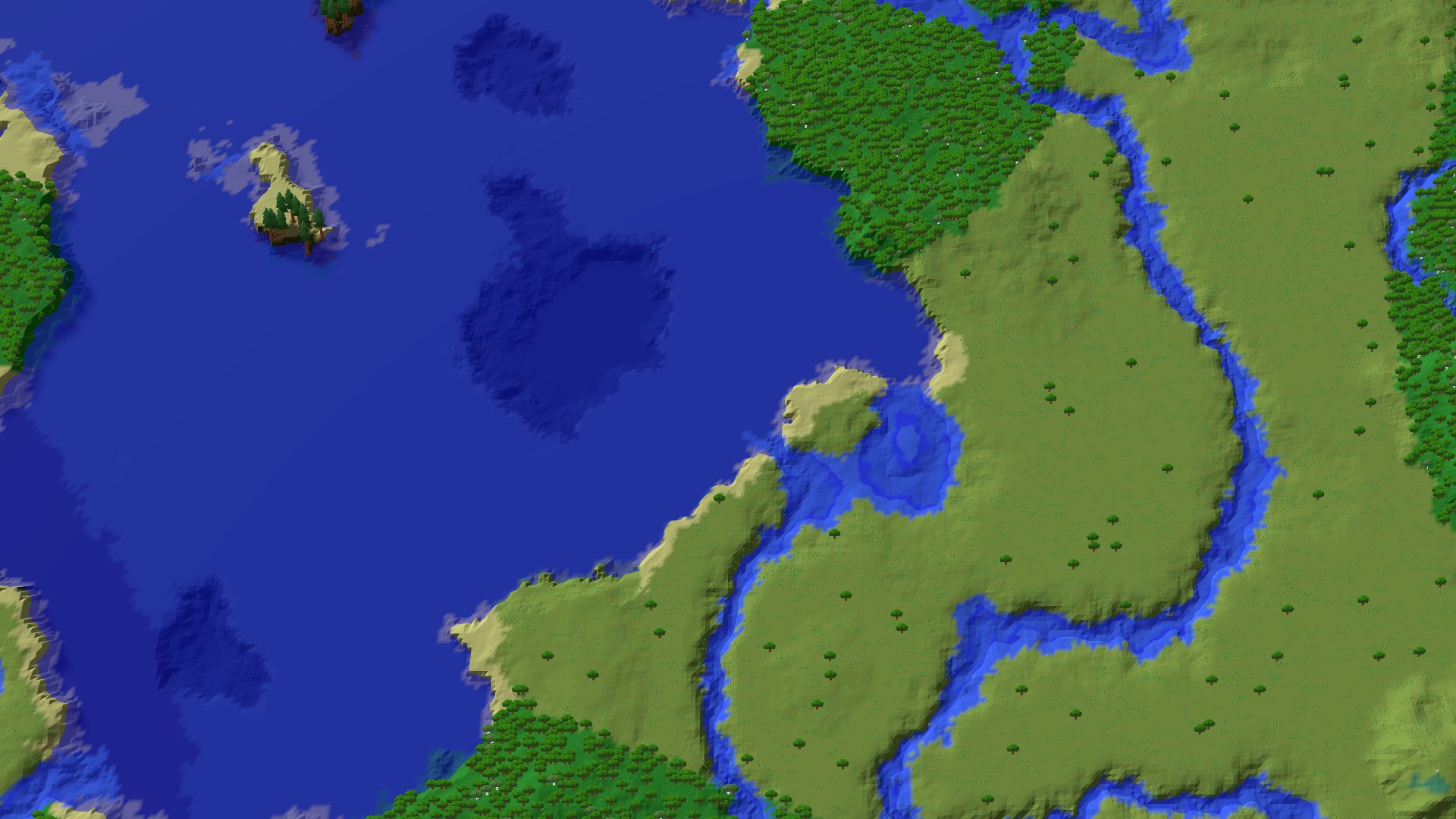 Aerial 3D overview 500 blocks SW of spawn