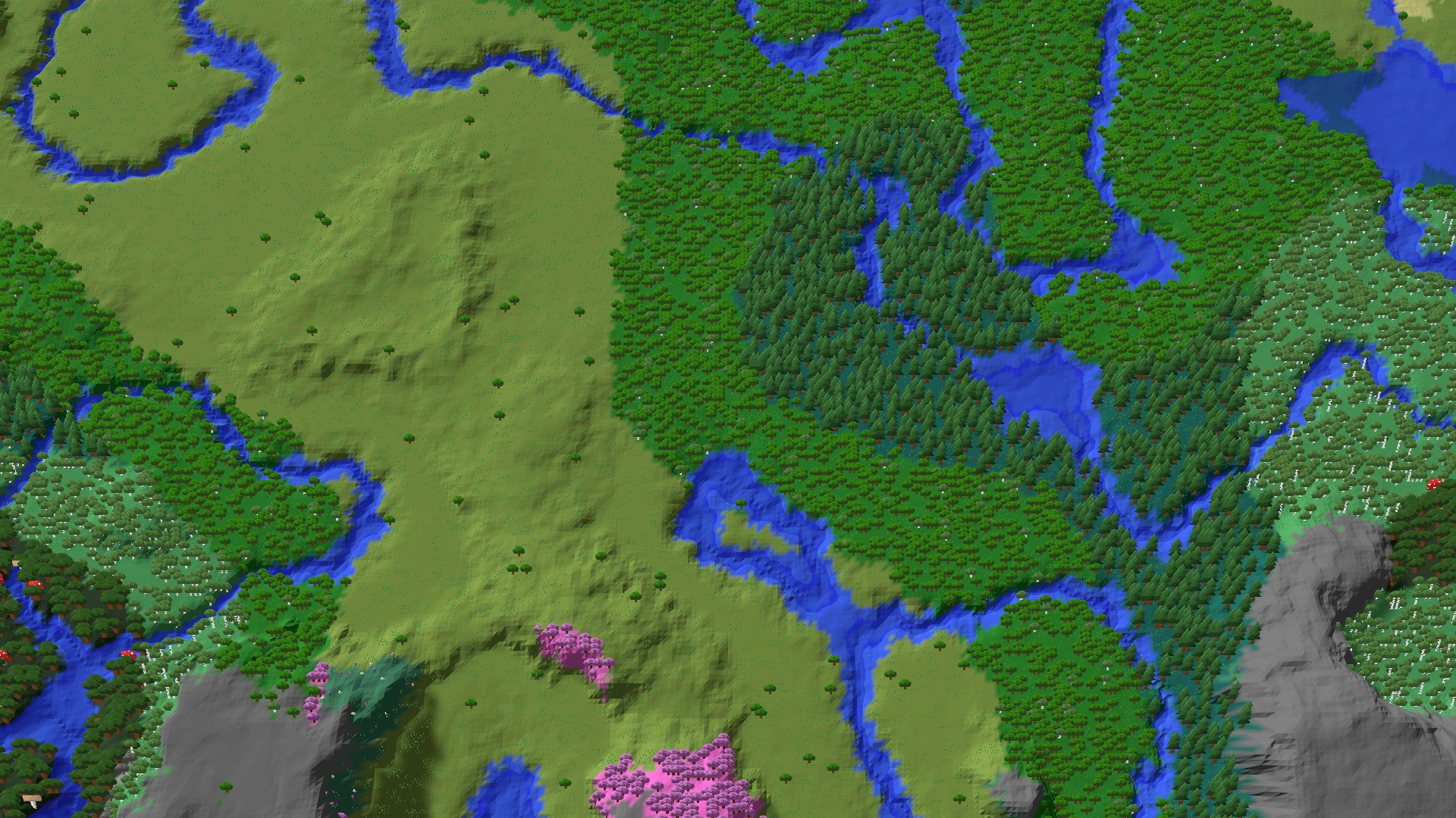 Aerial 3D overview 500 blocks NE of spawn