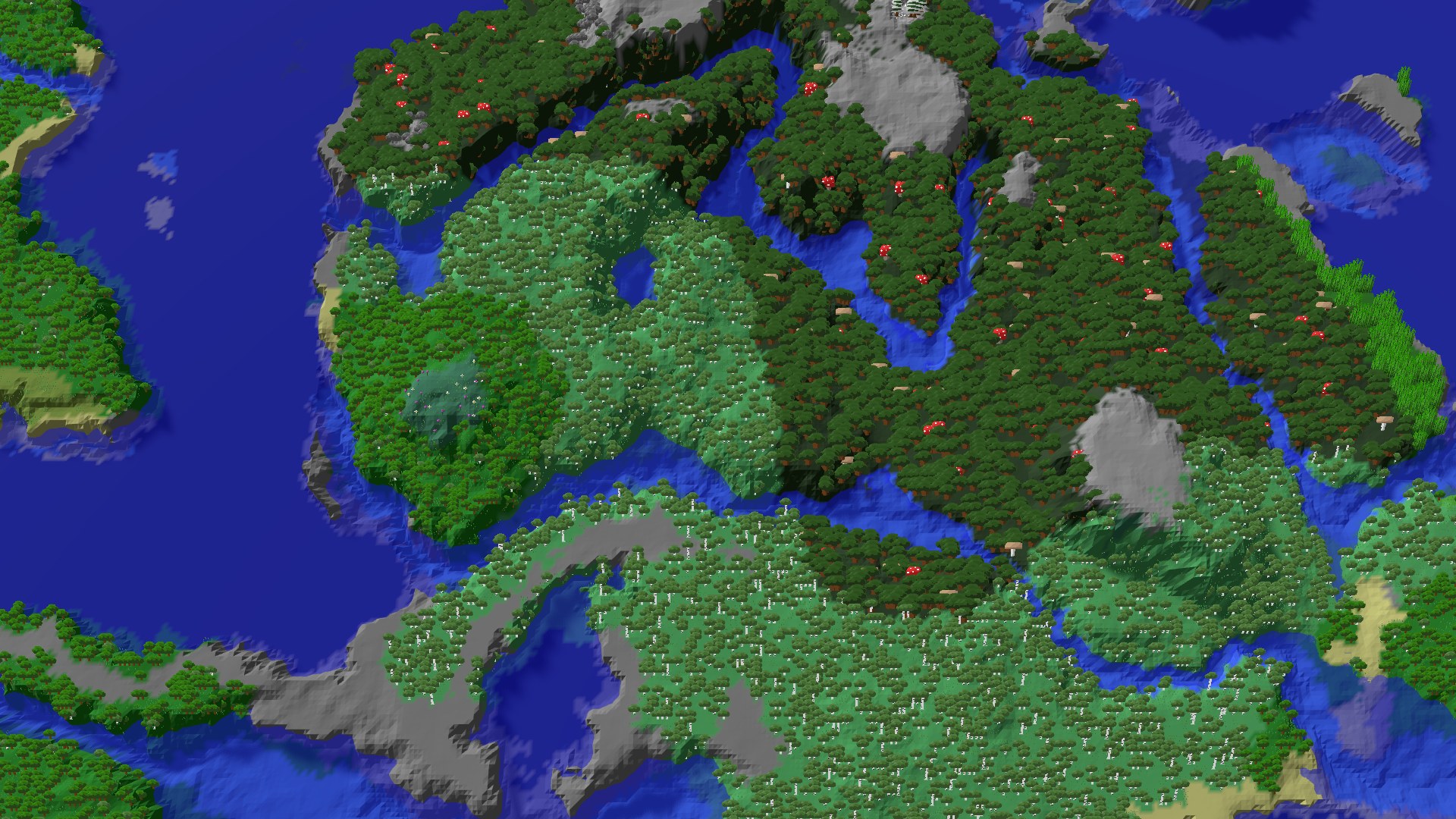 Aerial 3D overview 500 blocks NE of spawn