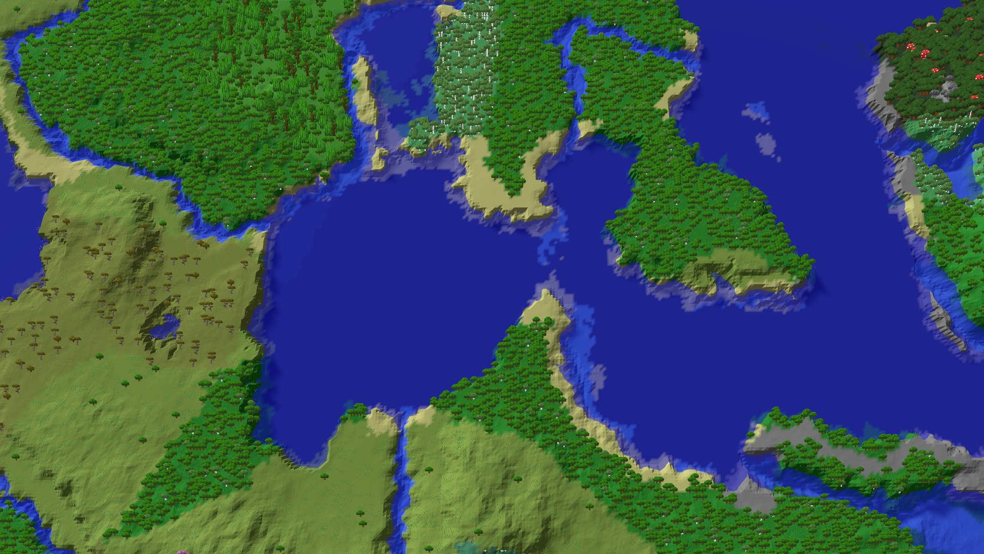 Aerial 3D overview 500 blocks NW of spawn
