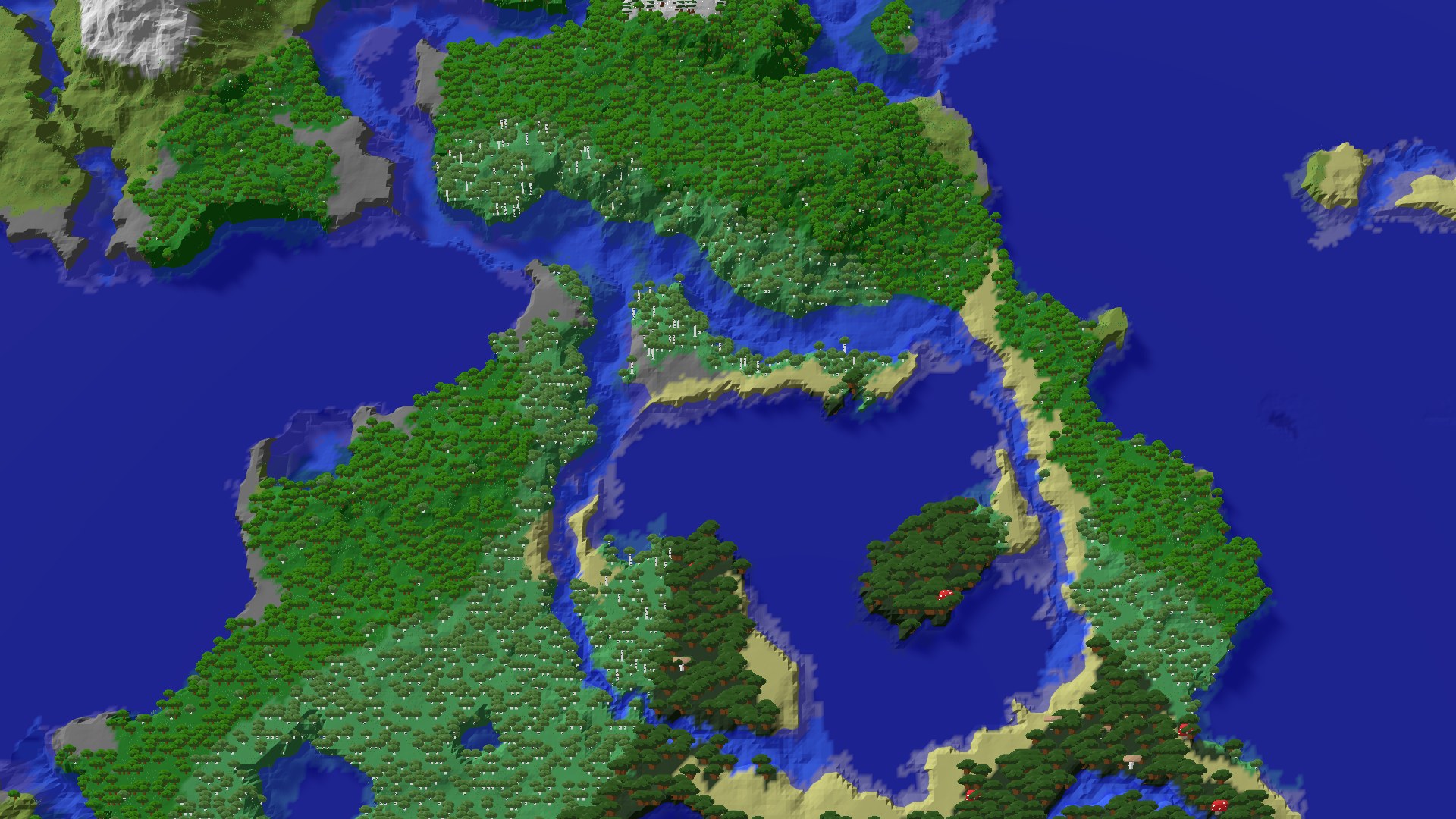 Aerial 3D overview 500 blocks SE of spawn