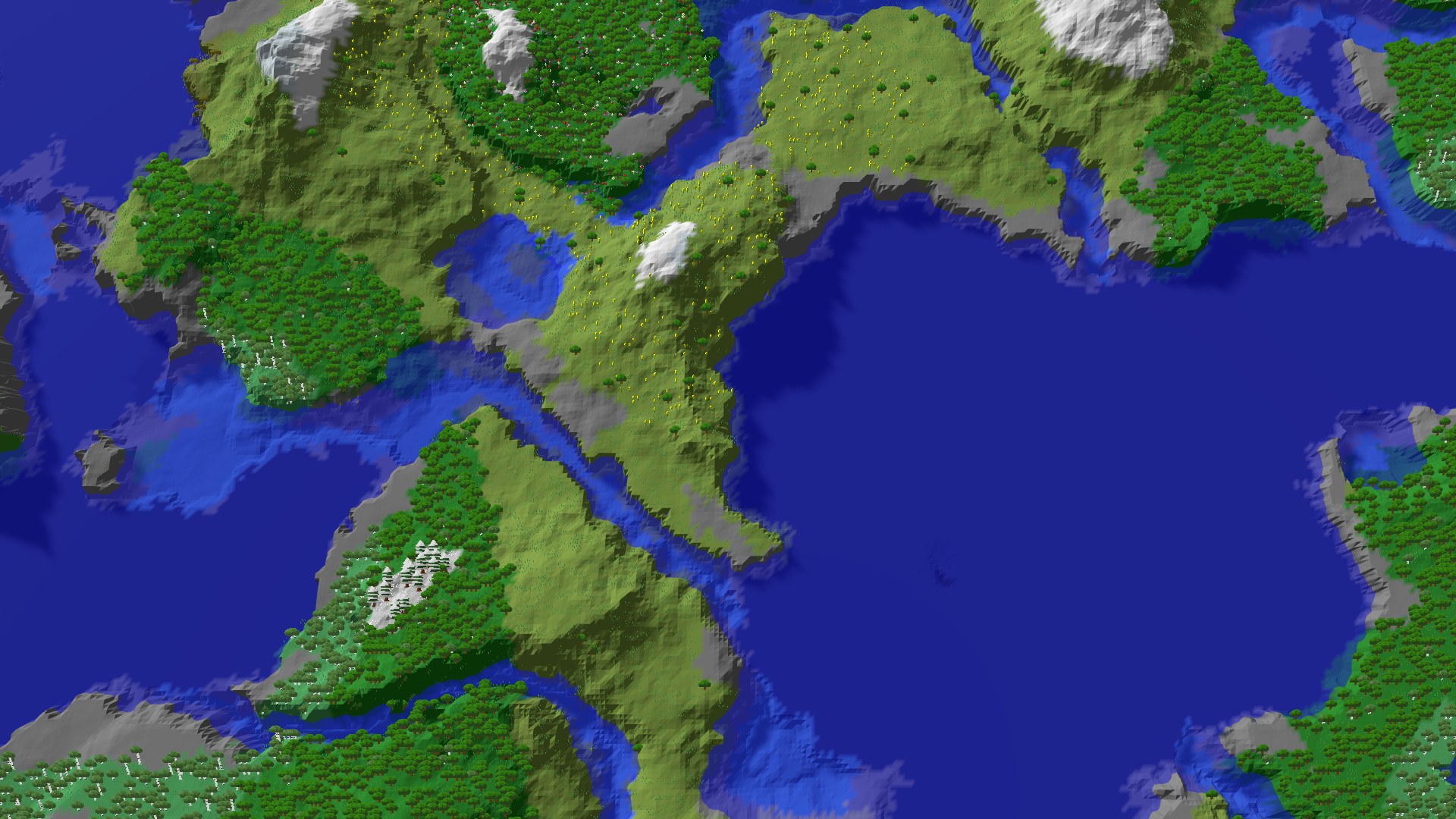 Aerial 3D overview 500 blocks SW of spawn