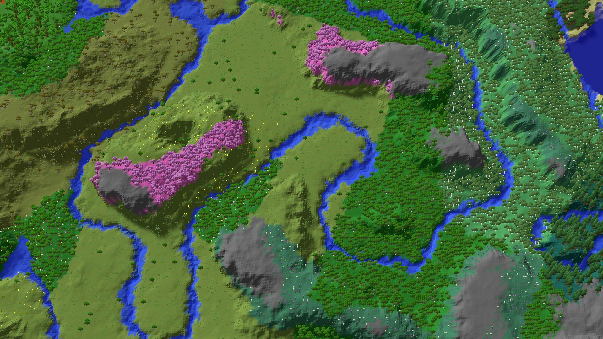 Aerial 3D overview 500 blocks NE of spawn
