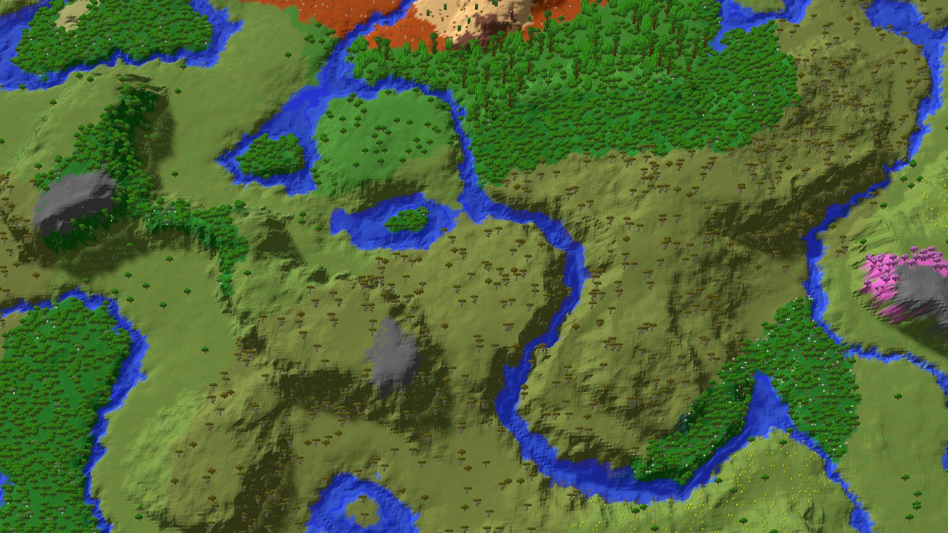 Aerial 3D overview 500 blocks NW of spawn