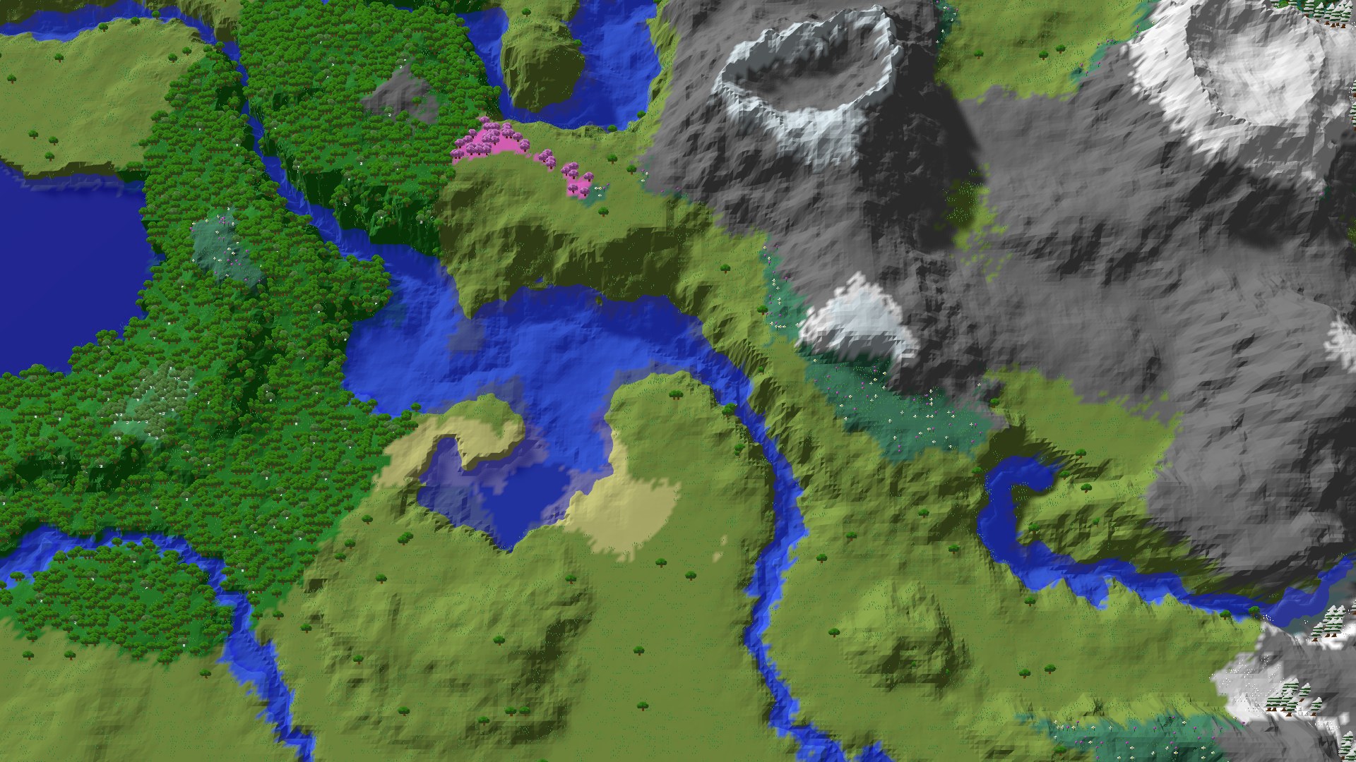 Aerial 3D overview 500 blocks SE of spawn