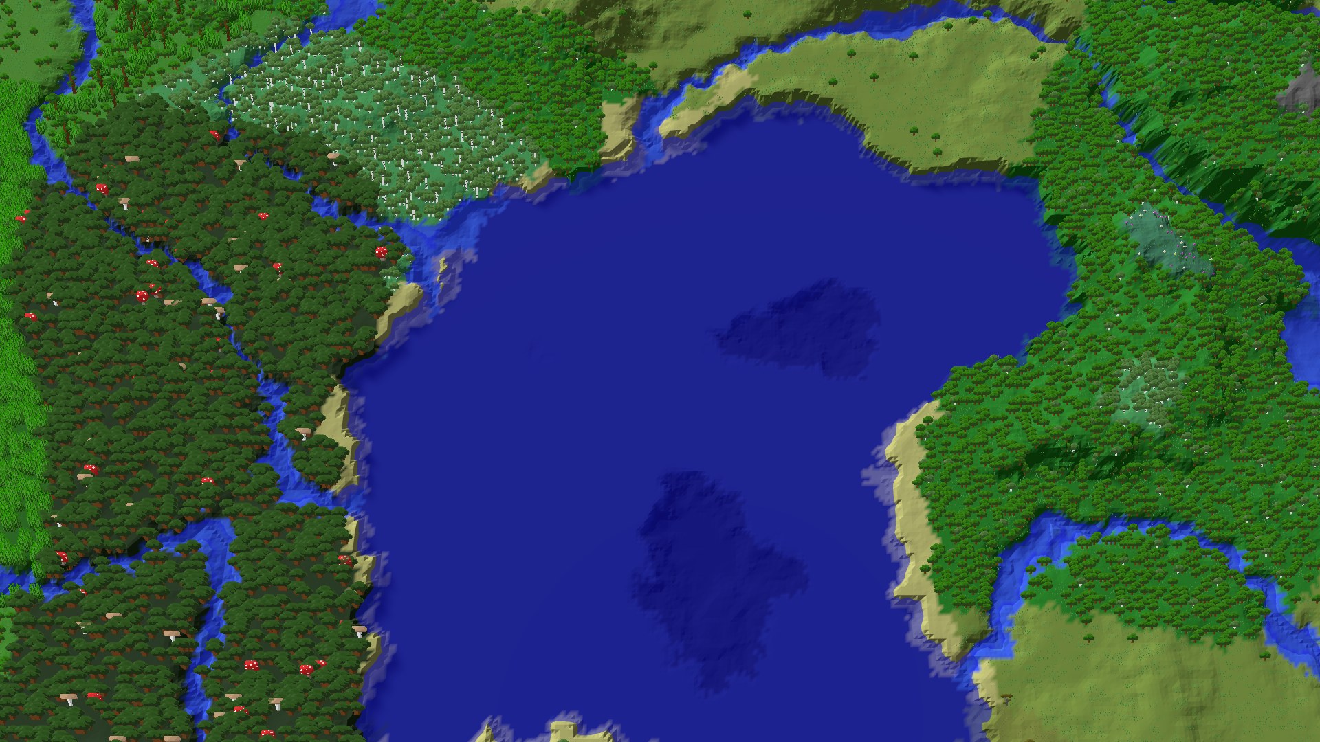 Aerial 3D overview 500 blocks SW of spawn