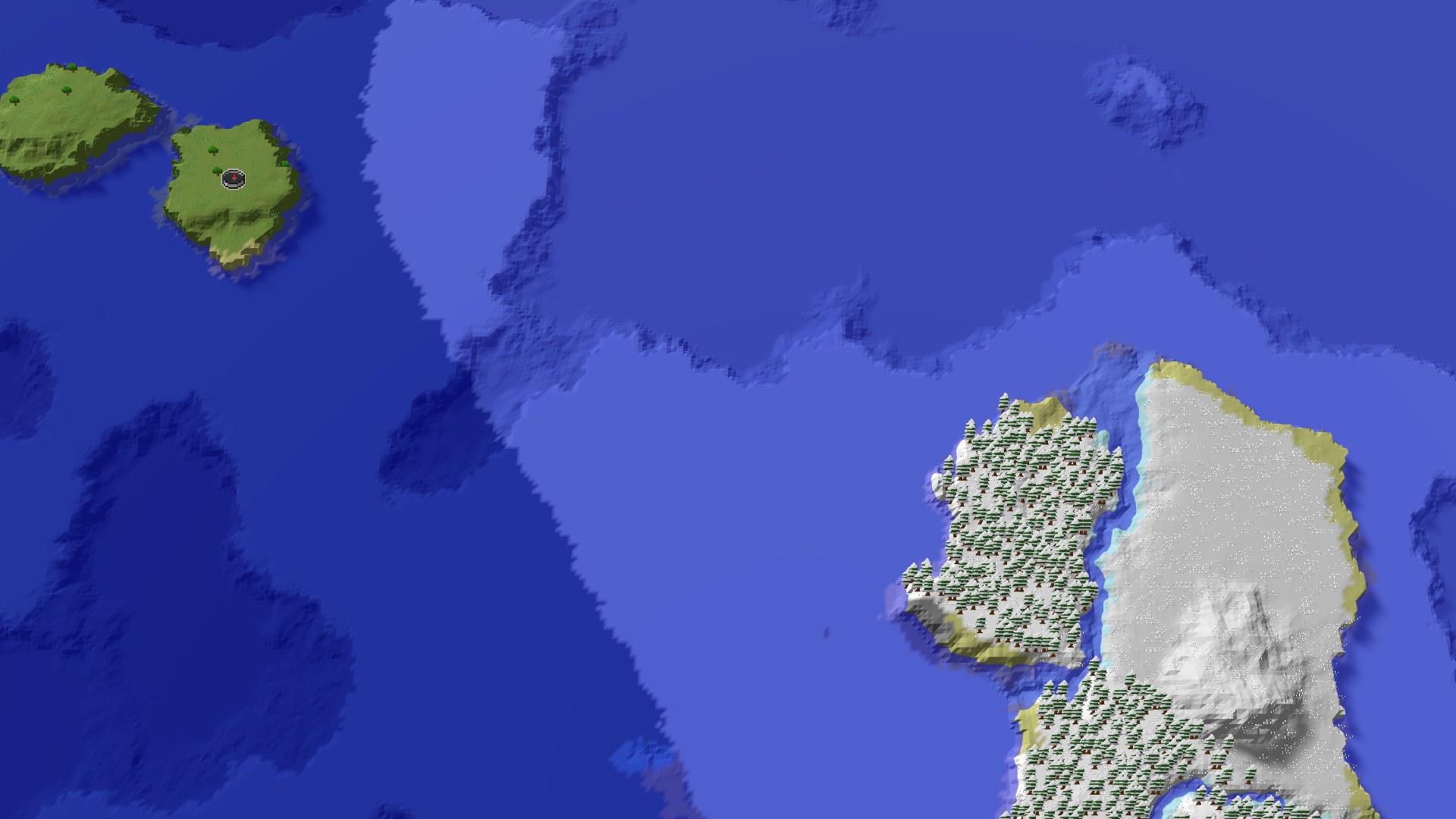 Aerial 3D overview 500 blocks SW of spawn
