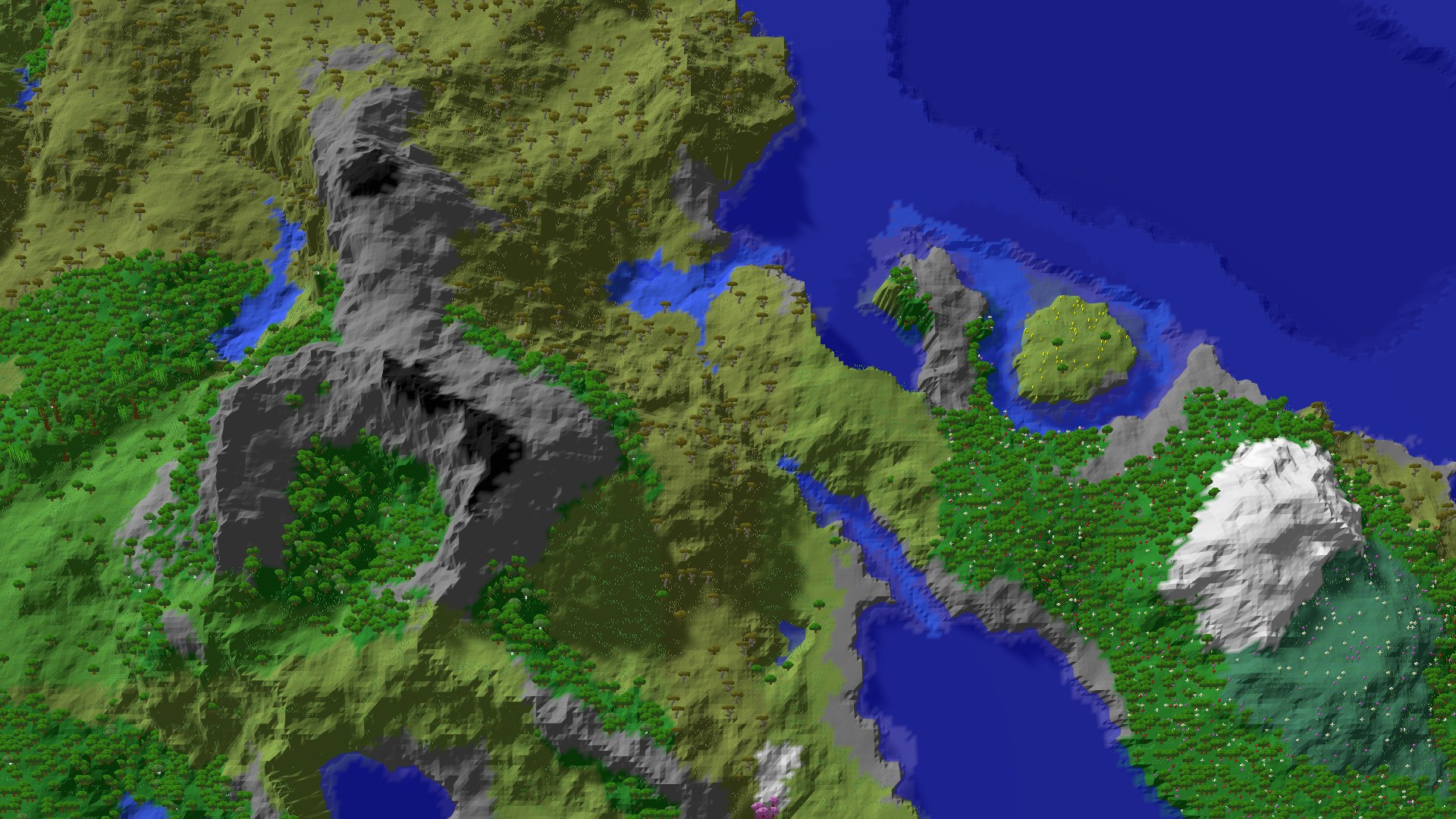 Aerial 3D overview 500 blocks NE of spawn