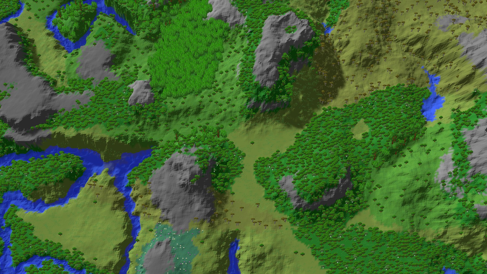 Aerial 3D overview 500 blocks NW of spawn