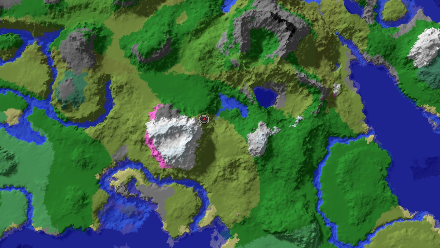 Aerial Minecraft seed map — Java 1.21 ocean-and-village route seed with buried treasure support [2073625095]