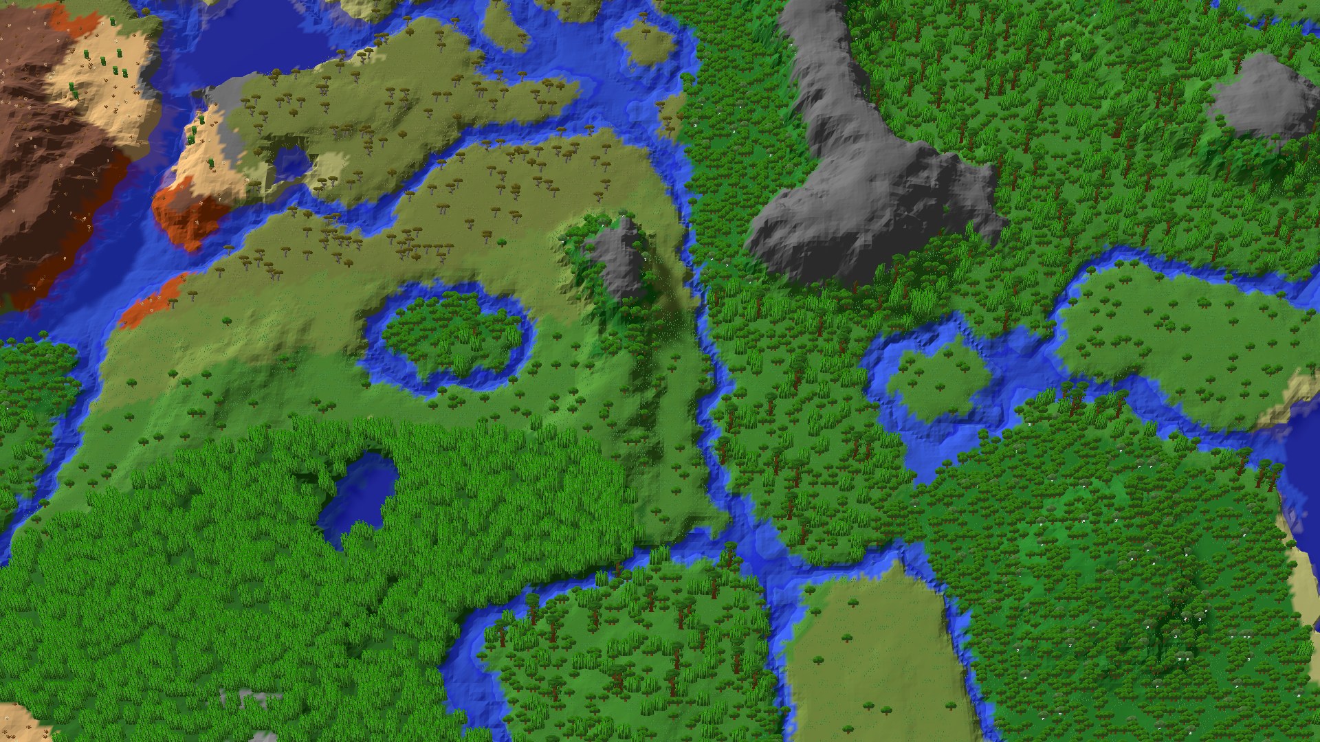 Aerial 3D overview 500 blocks NW of spawn
