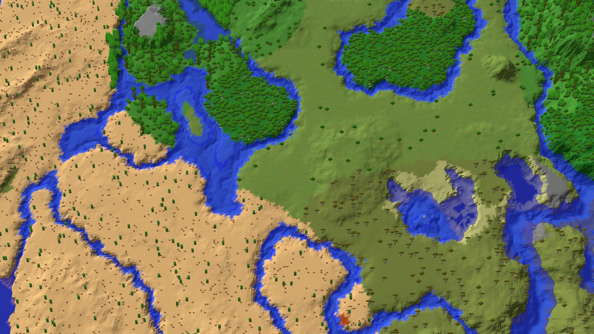 Aerial 3D overview 500 blocks SW of spawn