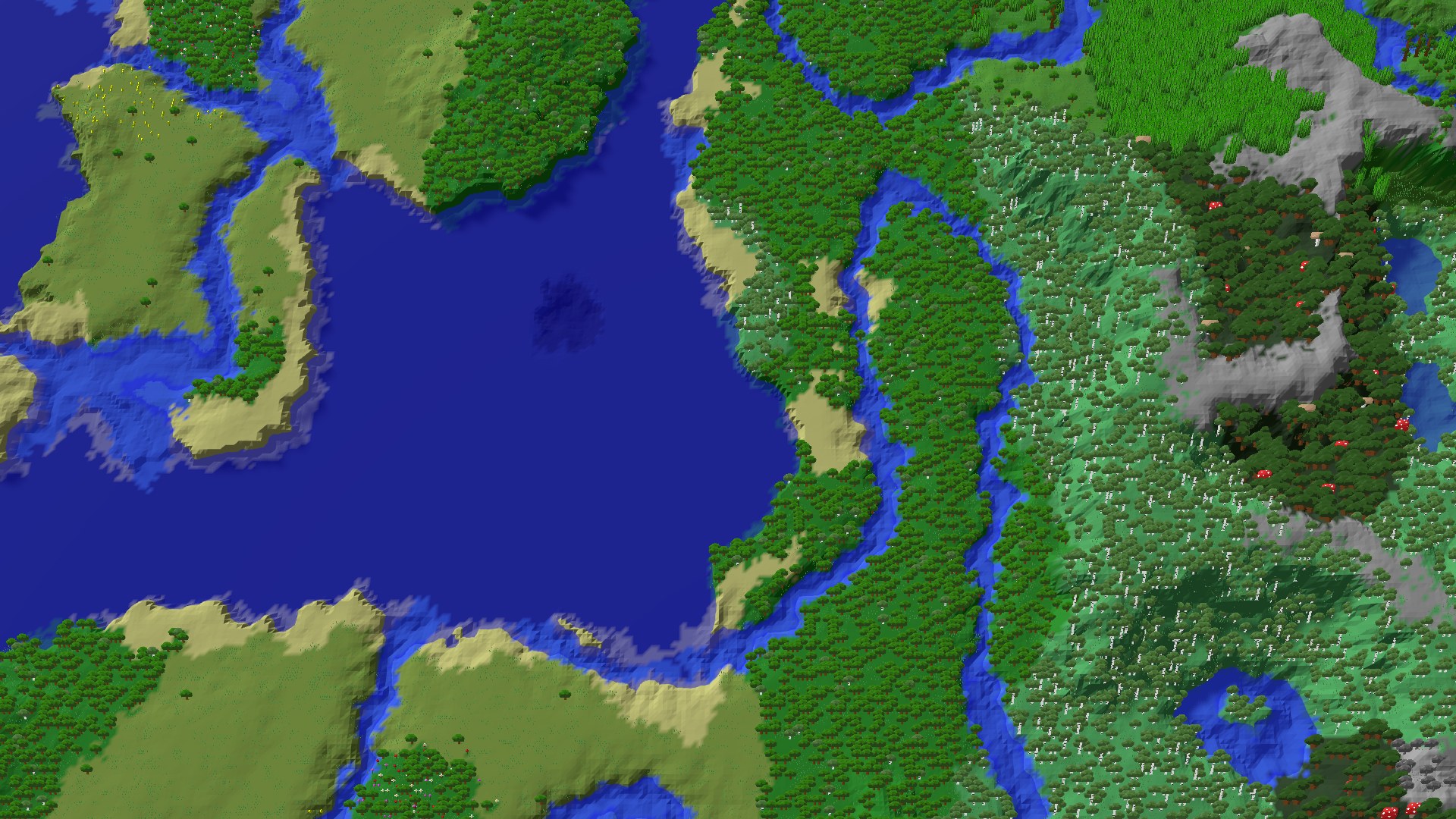 Aerial 3D overview 500 blocks NE of spawn