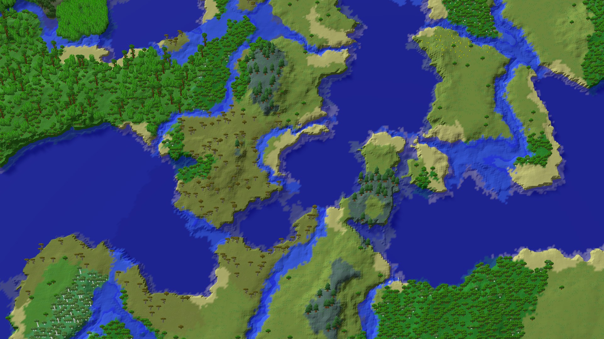 Aerial 3D overview 500 blocks NW of spawn