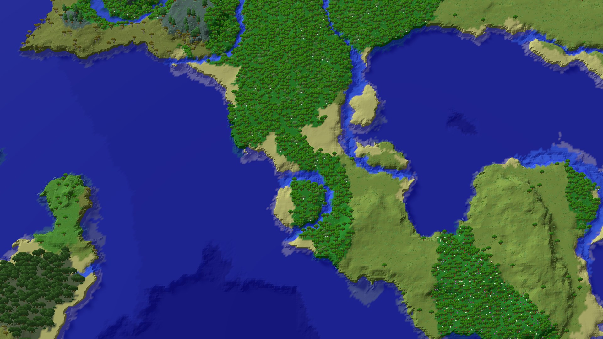 Aerial 3D overview 500 blocks SW of spawn