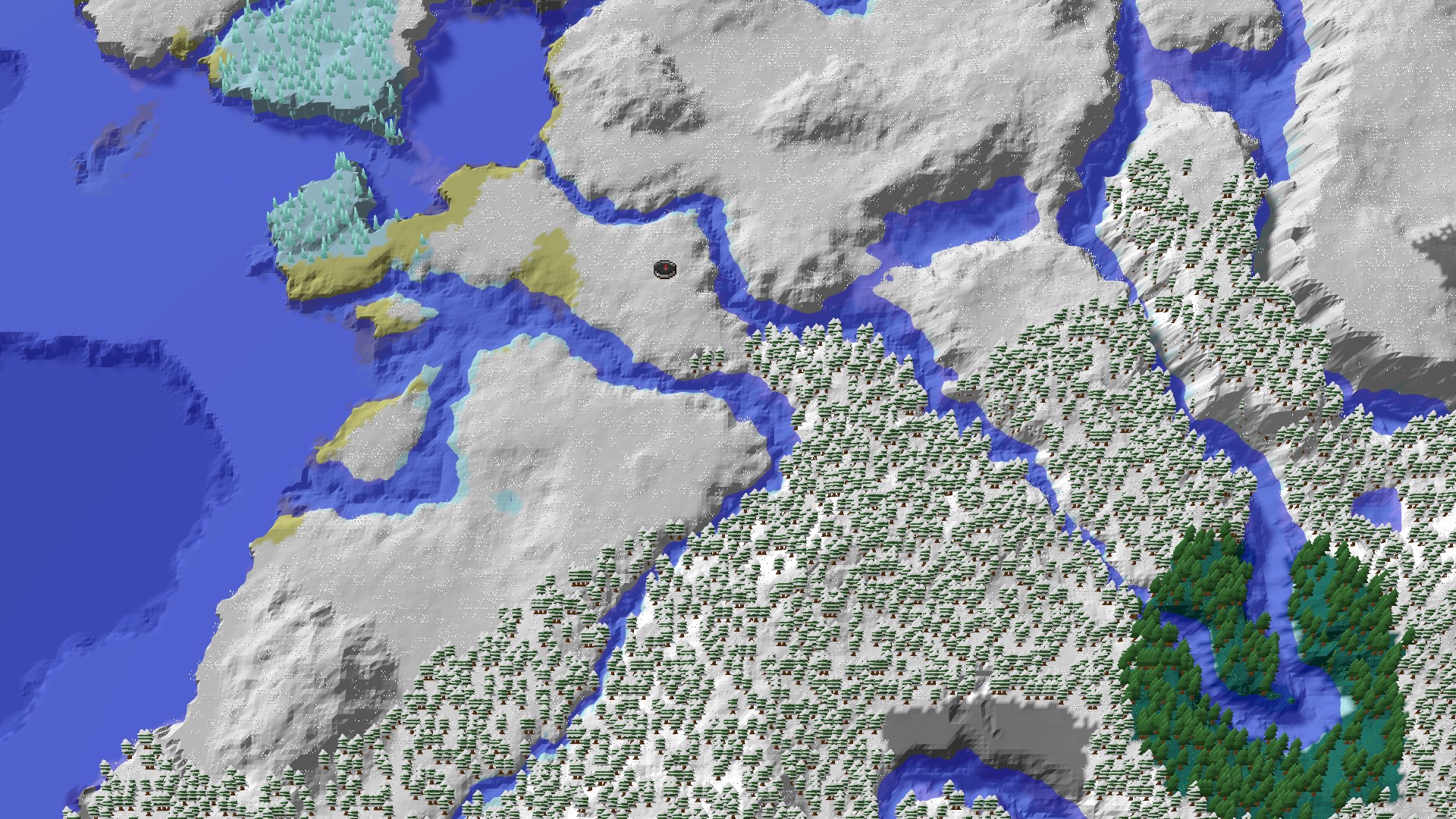 Aerial 3D overview 500 blocks SE of spawn