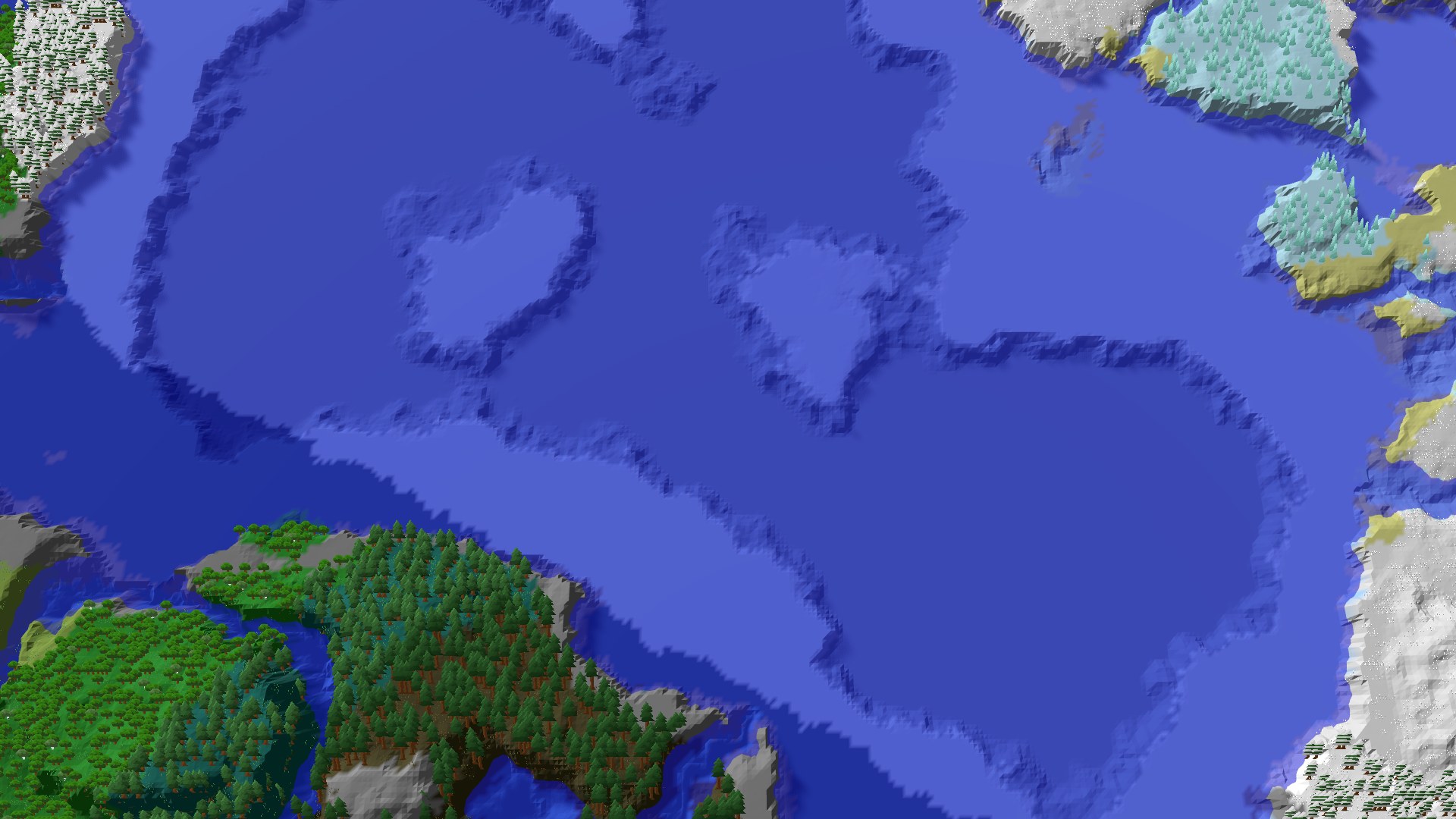 Aerial 3D overview 500 blocks SW of spawn