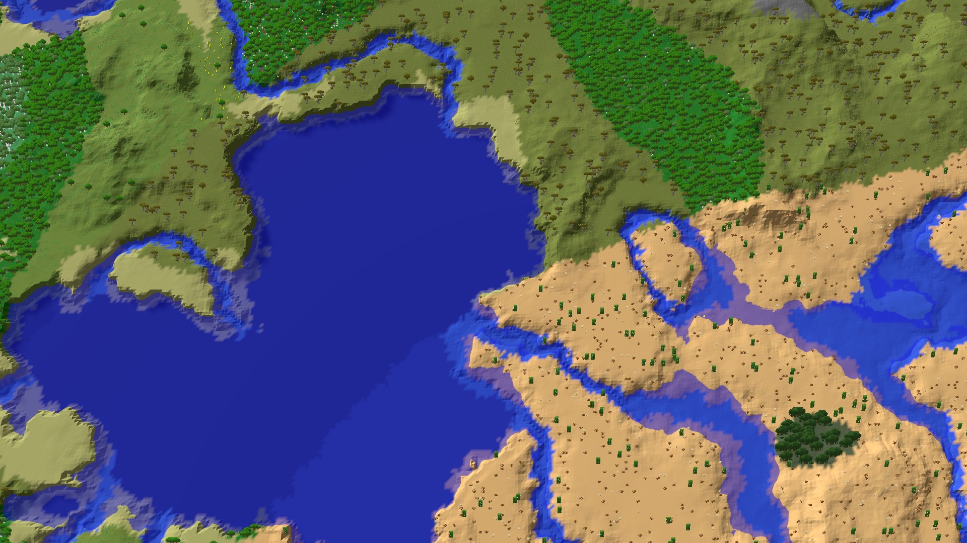 Aerial 3D overview 500 blocks NW of spawn
