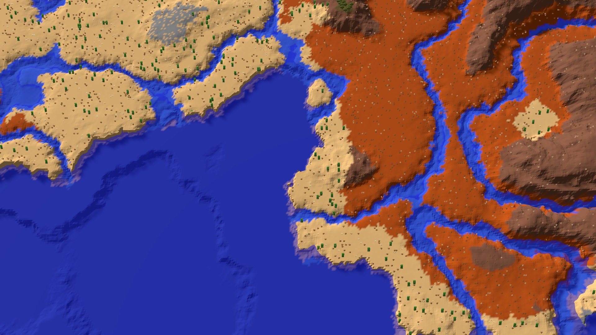Aerial 3D overview 500 blocks SE of spawn