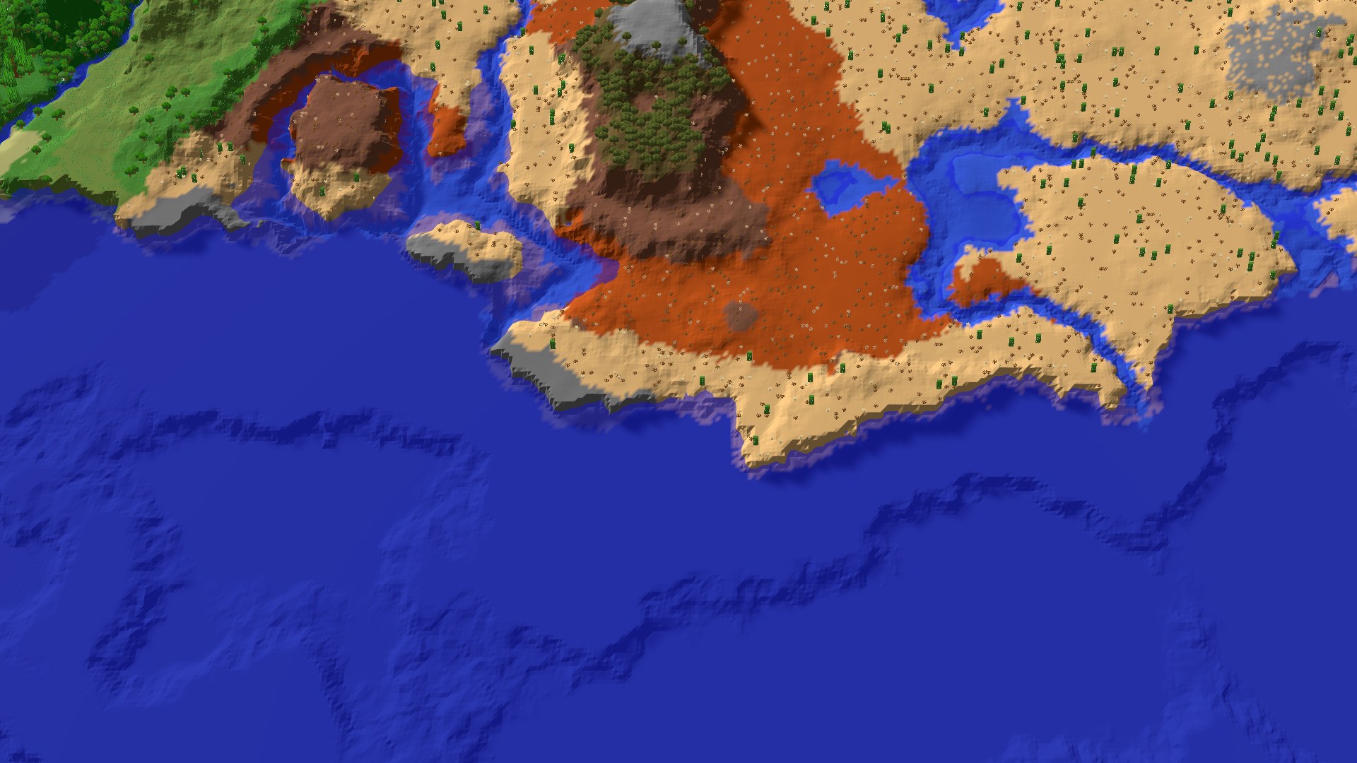 Aerial 3D overview 500 blocks SW of spawn