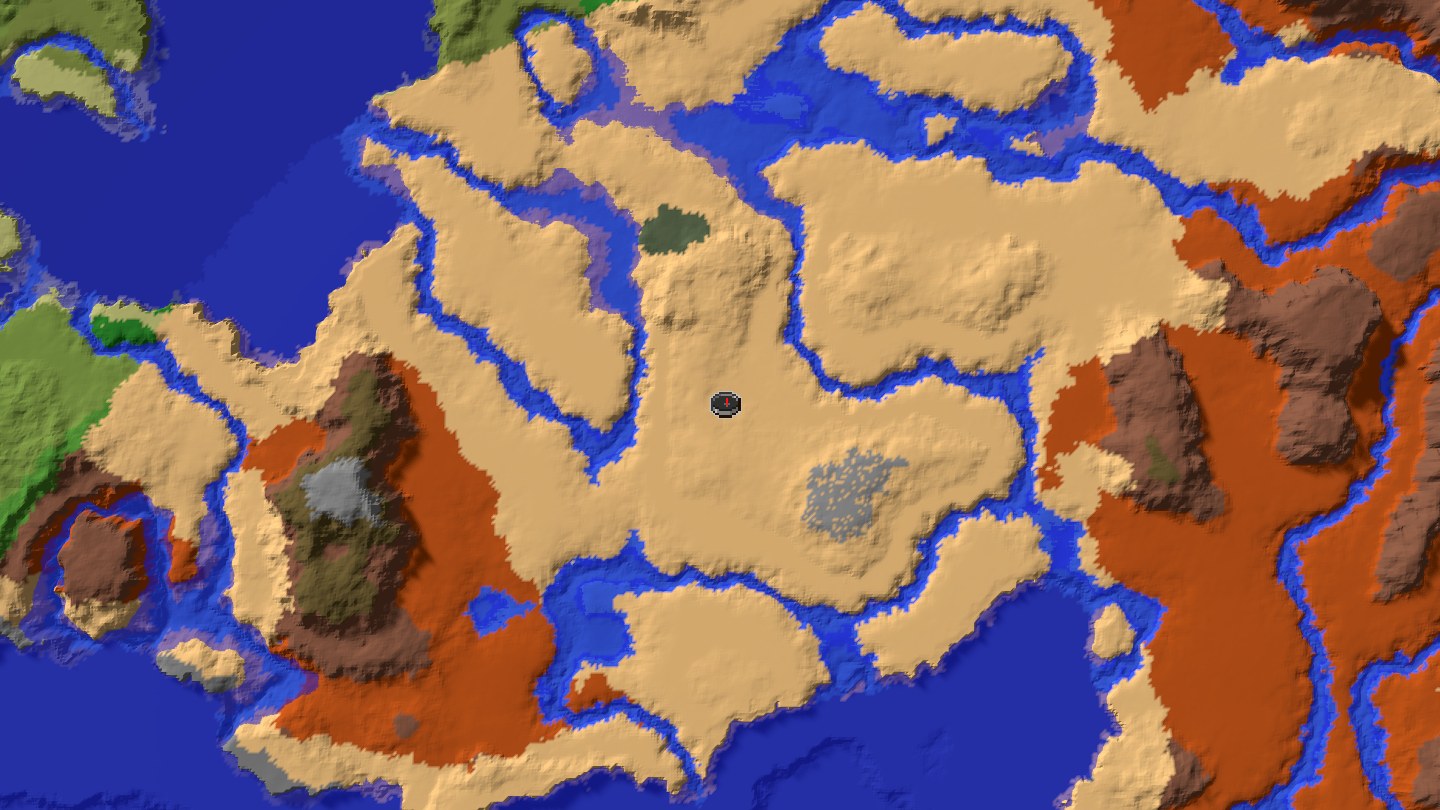 Aerial Minecraft seed map — Floating Desert Temple in a Lava Lake Minecraft seed for Java (24824907549052556