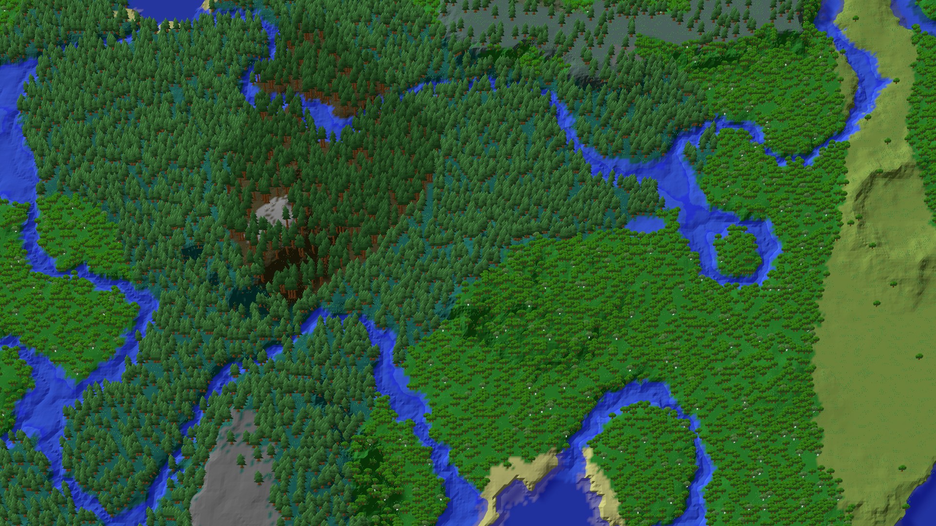 Aerial 3D overview 500 blocks NE of spawn