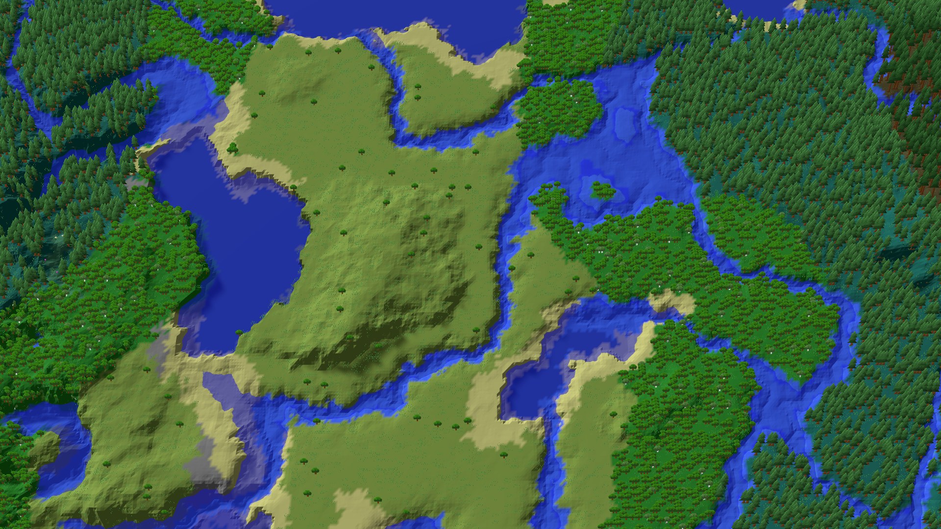 Aerial 3D overview 500 blocks NW of spawn