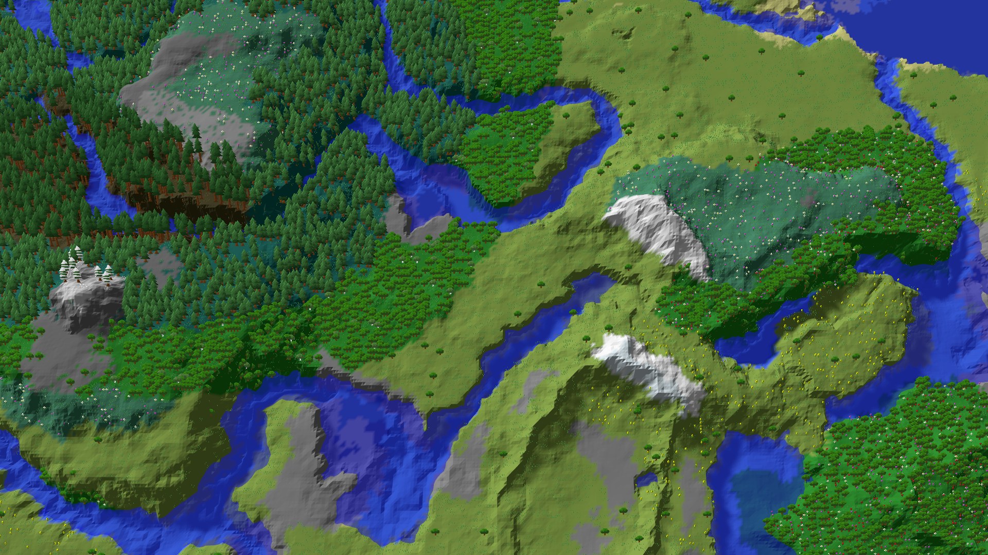 Aerial 3D overview 500 blocks SE of spawn