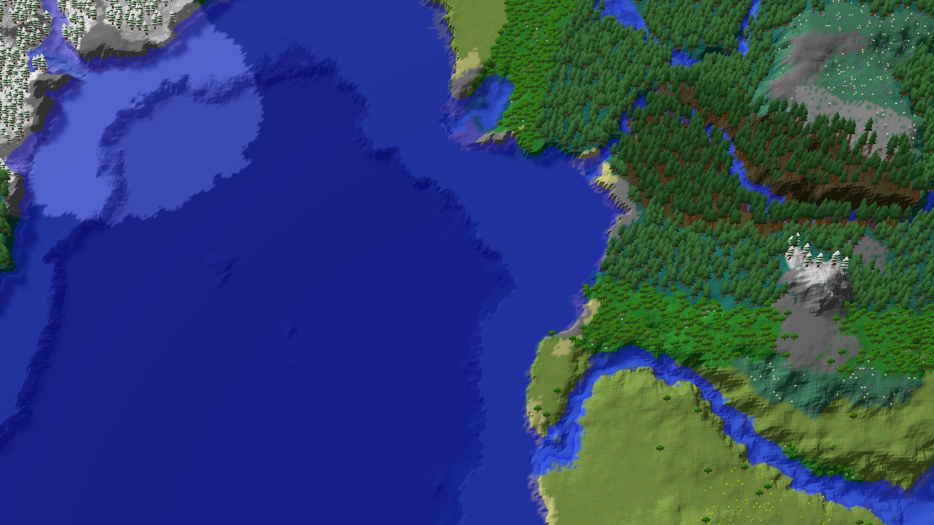 Aerial 3D overview 500 blocks SW of spawn