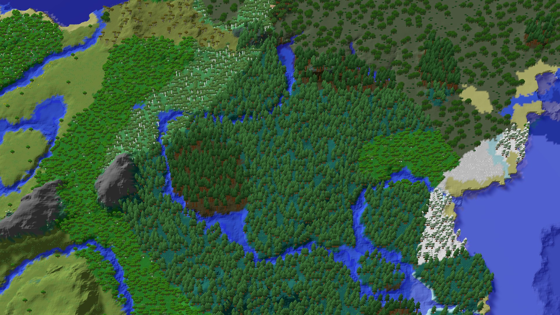 Aerial 3D overview 500 blocks NE of spawn