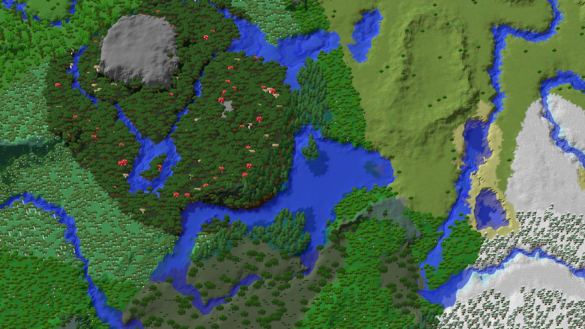 Aerial 3D overview 500 blocks SW of spawn