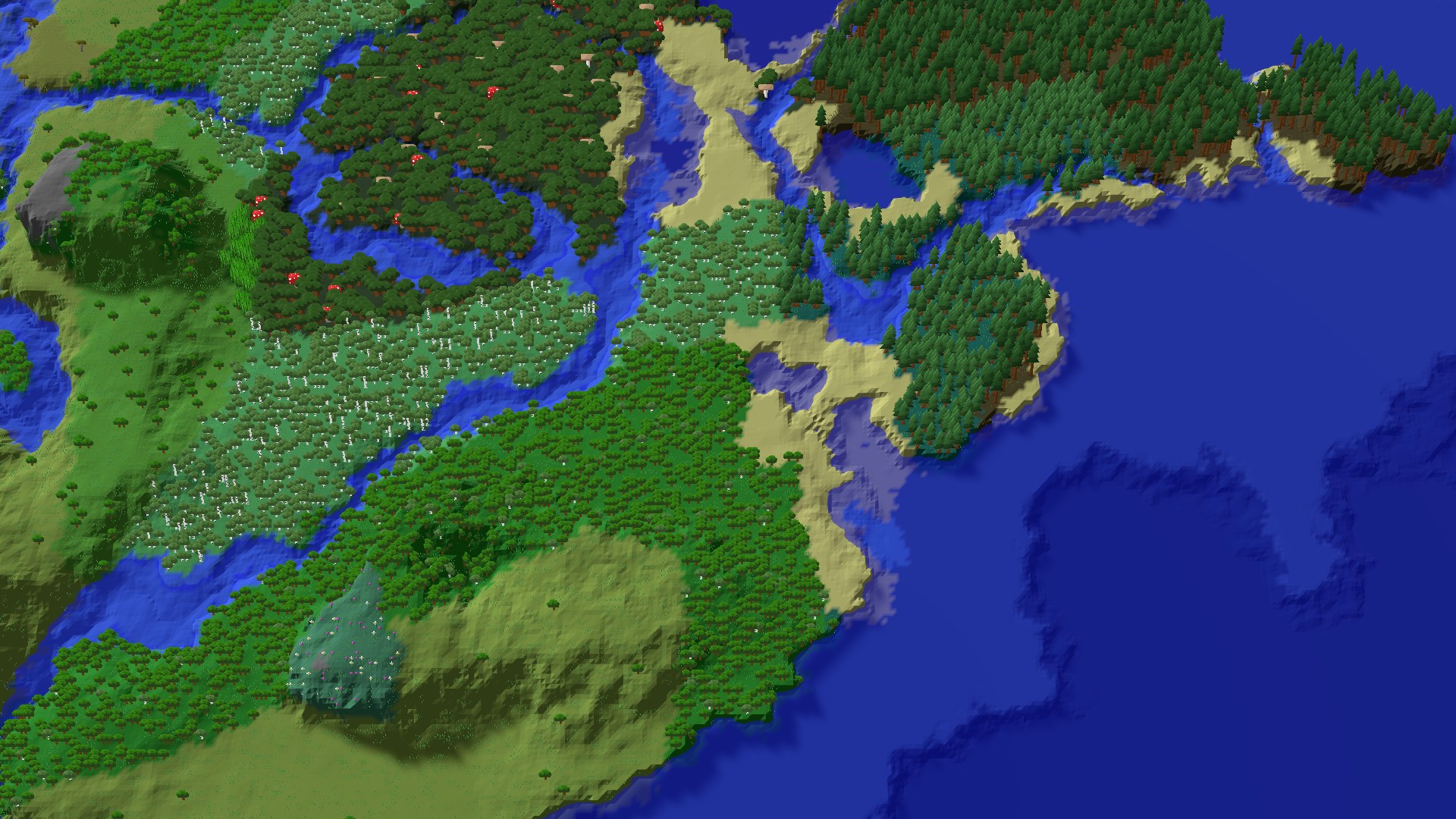 Aerial 3D overview 500 blocks NE of spawn