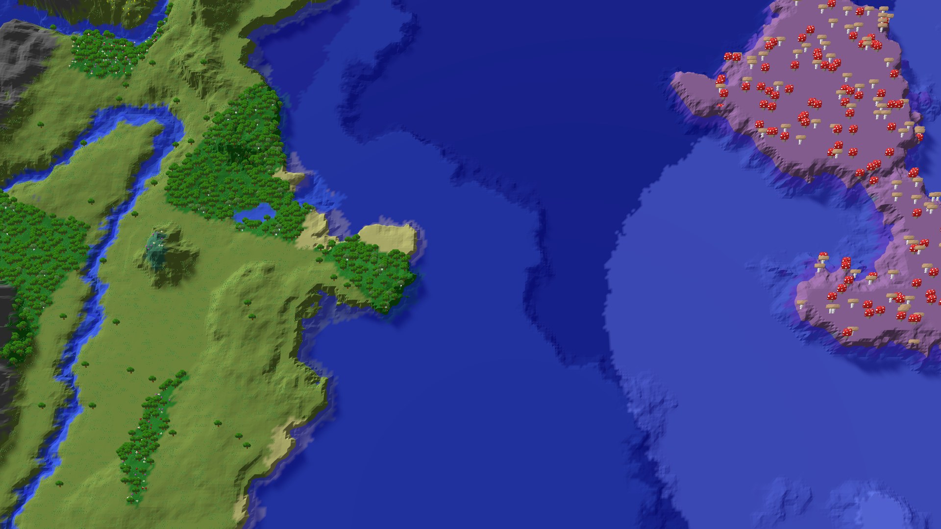 Aerial 3D overview 500 blocks SE of spawn