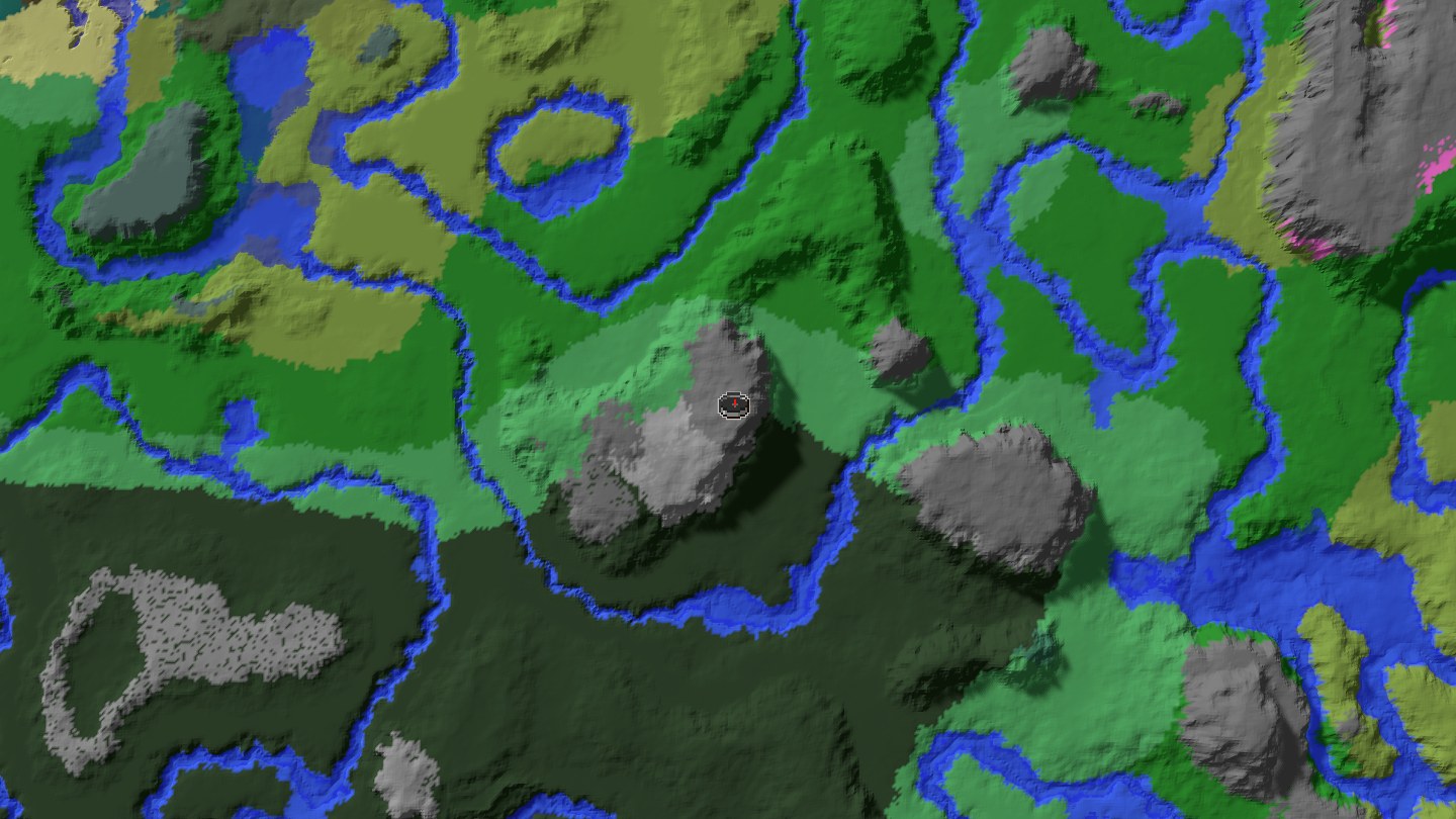 Aerial Minecraft seed map — Java 1.21 birch forest spawn next to Pale Garden and a nearby woodland mansion [